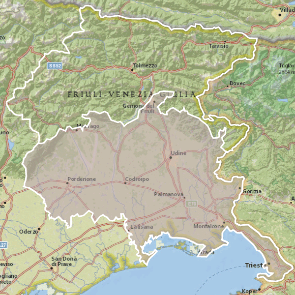 Map of Italy (left) and Friuli Venezia Giulia region (right). The